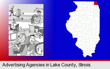 an advertising agency; LaSalle County highlighted in red on a map