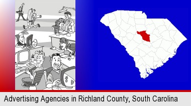an advertising agency; Richland County highlighted in red on a map